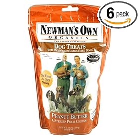 Newman's Own®Organics Dog Treats, Medium Sized, Peanut Butter, 10-Ounce Bags (Pack of 6)