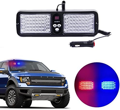 Leapair 86 LED Blue Red Strobe Light Emergency Warning Light Truck Boat Car Windshield Visor Harzard Bright Flash Light 12 Flashing Pattern