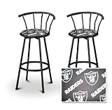 2 Raiders Team Fabric Black Swivel Barstools