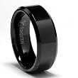 8MM Black High Polish Beveled Edge Tungsten Carbide Ring sizes 7 to 15