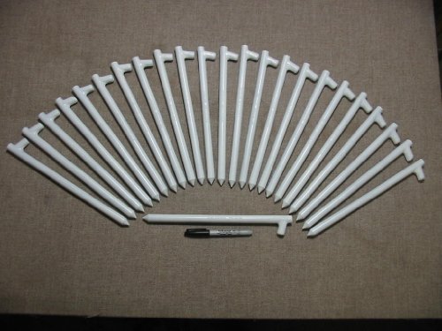A 24 pack of heavy duty steel tent stakes...white....12