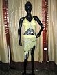 Light Yellow Bra Choli Hip Wrap Scarf Coin Bellydance Costume M