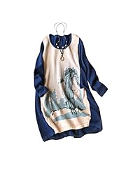 Sweater Acrylic/Cotton/Knit General Print Winter Round Neck  Dress