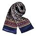 Charmeuse Satin Silk Scarf for Men (Navy with Paisley Pattern)