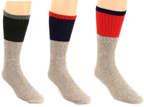 Mens Cushioned Heavy Weight Thermal Socks - Natural Cotton Blend - 6 Pairs Size 10-14