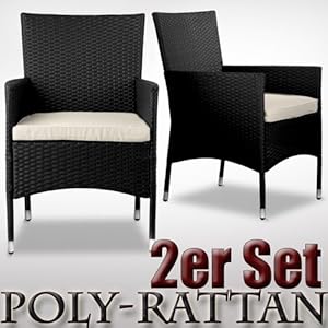 Gartenmoebel De Rattanstuhl Schwarz 2er Set Gartenmobel Poly Rattan Sessel Gartenstuhl Rattansessel Rattanstuhl Sonderkonditionen