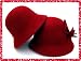 Design Damenhut rot 100% Wollfiltz mit Blumen DHW09