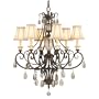 Murray Feiss F2269/6ATS Lake Geneve Six-Light Chandelier, Aged Tortoise Shell with Beige Shantung Shades