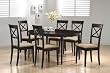 7pc Contemporary Style Cappuccino Finish Solid Wood Dining Table Chairs Set