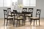 7pc Contemporary Style Cappuccino Finish Solid Wood Dining Table Chairs Set