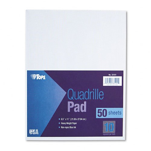 TOPS® Quadrille Pads - Ten Squares per Inch - 8-1 2 x 11 - White - 50 Sheets Pad Image TOPS® Quadrille Pads - Ten Squares per Inch - 8-1 2 x 11 - White - 50 Sheets Pad