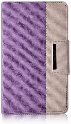 Thankscase Samsung Galaxy Tab S 8.4 Rotating Case with a Bonus Screen Protector, Cover with Hand Strap with Smart Cover Function,slim Lightweight Wallet Case for Samsung Galaxy Tab S 8.4 .(Purple+White)