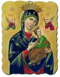 Wood Plaque - Our Lady Of Perpetual Help - 9.5"x7.5" - Exlclusive Artwork From Cromo NB Studios (Milan, Italy)