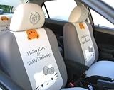 New Hello Kitty Universal Car Seat Cover - 10pcs Full Set..gray -With Free Gift of Non-slip Dash Grip Pad Mat