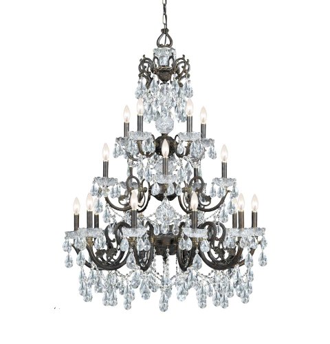 Traditional Classic 20 Light Crystal Candle Chandelier Crystal Type: Majestic Wood Polished On Sale