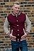 AWDis Hoods Varsity Letterman jacket Burgundy / Heather Grey L