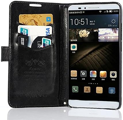 Huawei Mate7 case, Rasse® Luxury Turn around holster PU Leather Cover Case For Huawei Mate7 with kickstand-Black