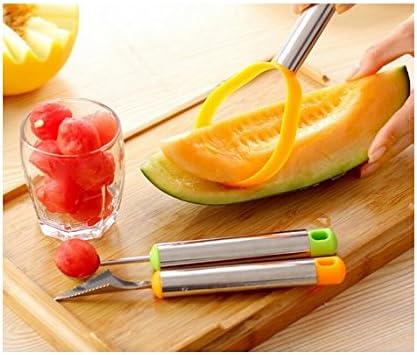 XMJ Fruit Melon Baller 3 Piece Set - Stainless Steel Kitchen Tools With Smooth Grip To Ball, Scoop &amp; Carve for Fruit Vegetables, Cookies,Watermelon, Cookie Dough, Butter, Ice Cream &amp; More