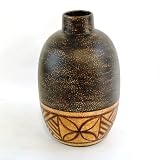 Handmade Antique Style Ceramic Flower Vase / Jar With Thailand Tribal Band