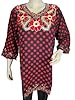 Red Indian Kurti, Dot Printed Summer Blouse Beach Tunic Top for Womens