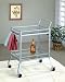 Kitchen & Housewares : Silver grey finish metal tea serving kitchen cart with glass shelves