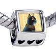Egyptian- Bastet Cat Photo Heart European Charm Bead Pandora & Bracelet Compatible