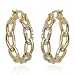 18k Yellow Gold Plated Sterling Silver Diamond Accent Hoop Earrings image 3