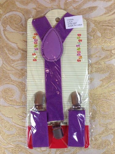 New Boys Girls Kilds Children Clip-on Y-back Elastic Purple Suspenders