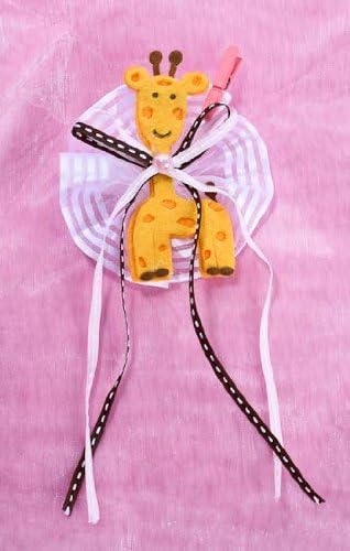 Adorable Giraffe Baby Girl Corsages with Wooden Clothes Pins - Set of 15