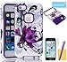 iPhone 5C Case, Tradekmk(TM)Hybrid Three Layers Combo Hard Soft High Impact Hard Back Case Protective Cover Fit For Apple iPhone 5C(Purple),with Stylus Pen,Screen Protector and Cleaning Cloth