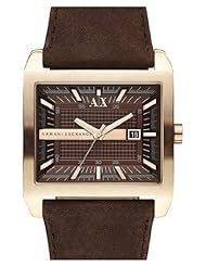 AX Armani Exchange Rectangular Leather Strap Watch, 43mm x 36mm