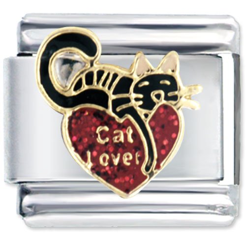 Red Heart Cat Lover Birthstones Jewelry Italian Charm