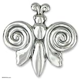 Sterling silver brooch pendant, 'Bubble Butterfly'