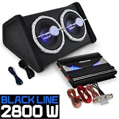 Auto Hifi Boxenset Autoboxen Set "Black Line 140" 25cm TWIN-Subwoofer, satte 2800W Endstufen Power