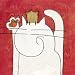 Cat Children Art Poster Print by Olga Lubbers, 12x12