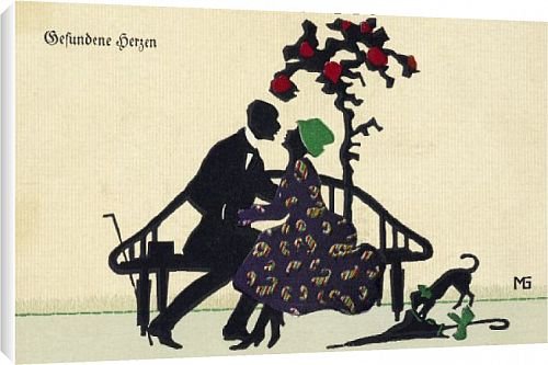 Canvas Prints of Silhouette of courting couple from Lebrecht Music a Arts Photo Library