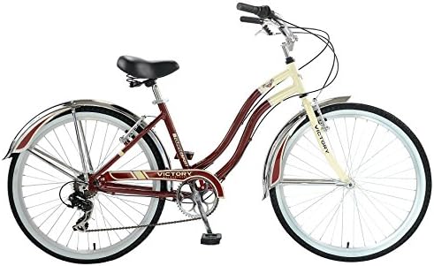 Victory Touring Sport 7L Cruiser Bike 26 inch Wheels, 17 inch Frame, Womens' Bike, Burgundy