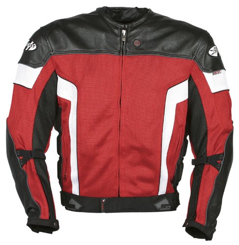 Joe Rocket Reactor 2.0 Mens Sport Mesh Leather Motorcycle Jacket Red/Black/White/Gunmetal M