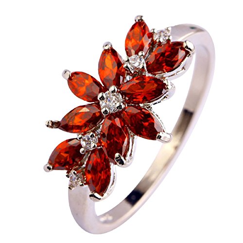 Psiroy Women's 925 Sterling Silver 1cttw Garnet Filled Ring