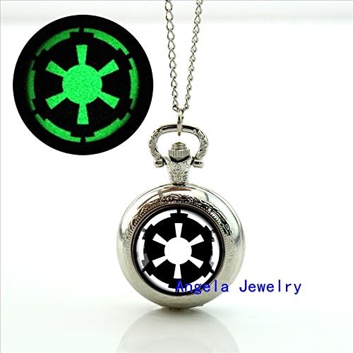 Pretty Lee Fashion Galactic Empire Glowing Pocket Watch Necklace Star Wars Jewelry Glowing Pendant