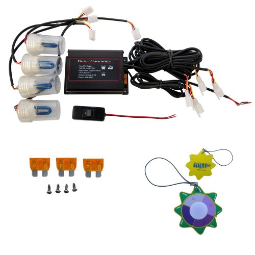 HQRP Ultra Compact High Power Emergency Hazard Warning Strobe Light System 4 HID Bulbs 60W Blue plus HQRP UV Meter