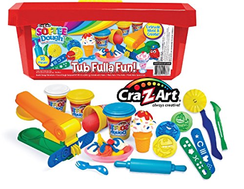 Cra-Z-Art Softee Dough Super Soft Modeling Compound Tub Fulla Fun 18 Piece Bucket - Red