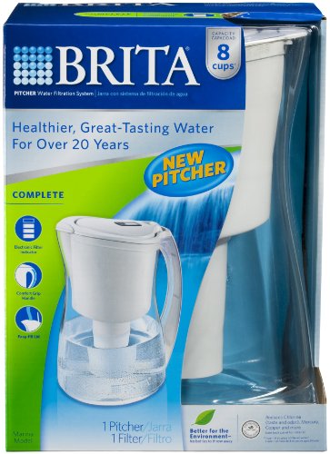 Brita Marina Complete Water Filtration Pitcher, Clear/White