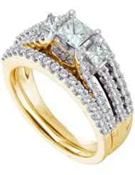 1.28CTW DIAMOND 0.40CT CENTER PRINCESS BRIDAL SET