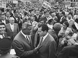 Baseball Great Jackie Robinson Shaking Hands with Richard M. Nixon at GOP Rally Photographic Poster Print by Paul Schutzer, 16x12