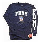 FDNY T-Shirt - Logo de New York City Fire Department Manches Longues Tee Bleu