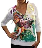 ED HARDY Christian Audigier Mermaid Womens V-Neck Hoodie Hooded Sweatshirt Top