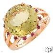 FPJ Exquisite Ring With 9.55ctw Precious Stones - Genuine Garnets and Quartz Beautifully Crafted in 14K Rose Gold. Total item weight 6.5g - Size 7 (Size 7)