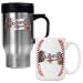 Atlanta Braves Primary Logo Stainless Steel Travel Mug and Gameball Ceramic Mug Set