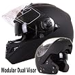 MATTE BLACK DUAL VISOR MODULAR MOTORCYCLE HELMET DOT (X-Large)